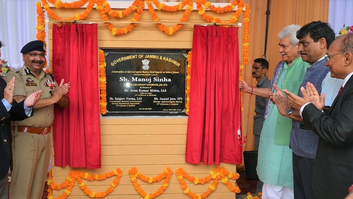 Lt Governor lays foundation stone of Anti-Corruption Bureau Headquarters at Sidhra