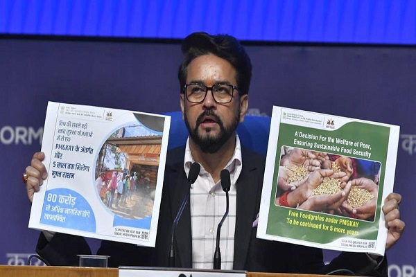 Distribution of 5 kg foodgrain to poor under PMGKAY extended for 5 years: Anurag Thakur