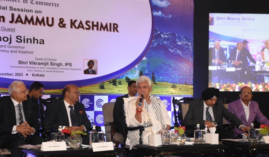 Lt Governor addresses Calcutta Chamber of Commerce’s Special Session on ‘Scope of Industry in Jammu Kashmir’ at Kolkata