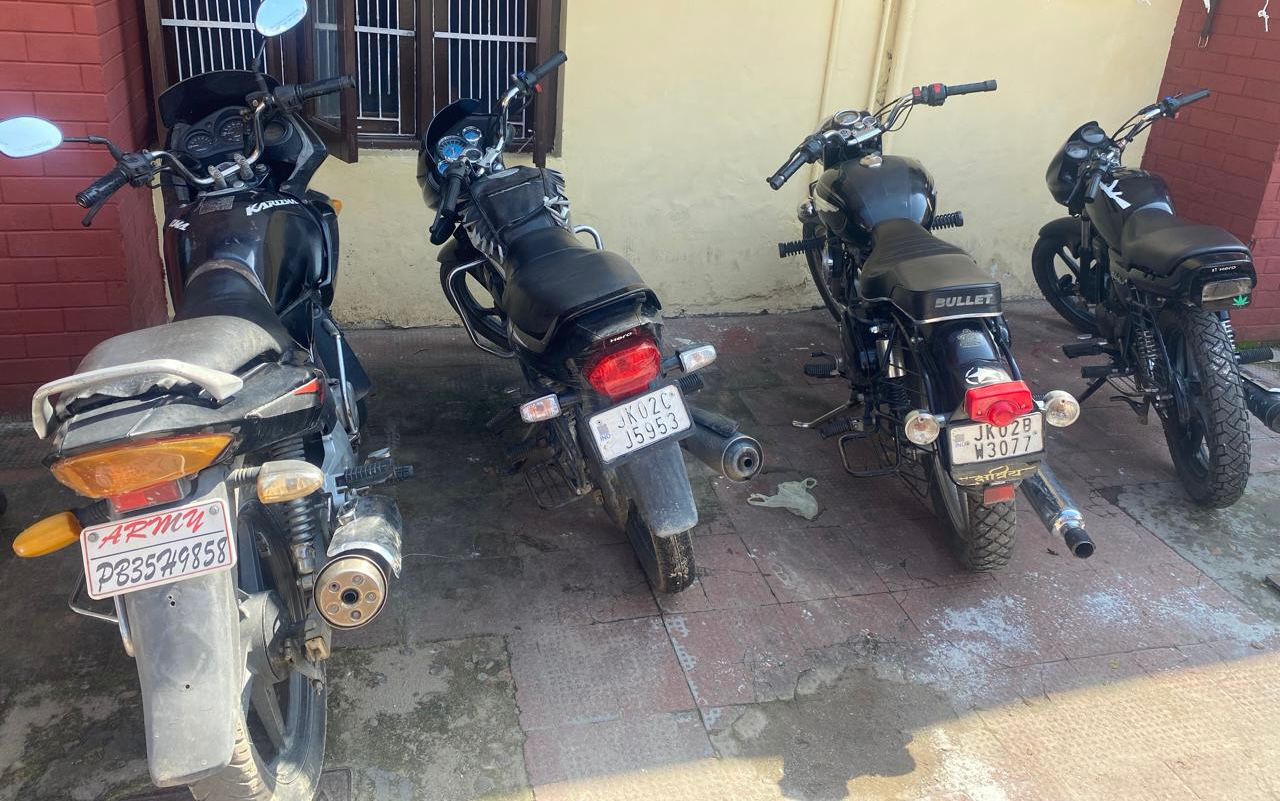 Jammu Police Crack Down on Modified Silencers, Reckless Biking in Jourian.