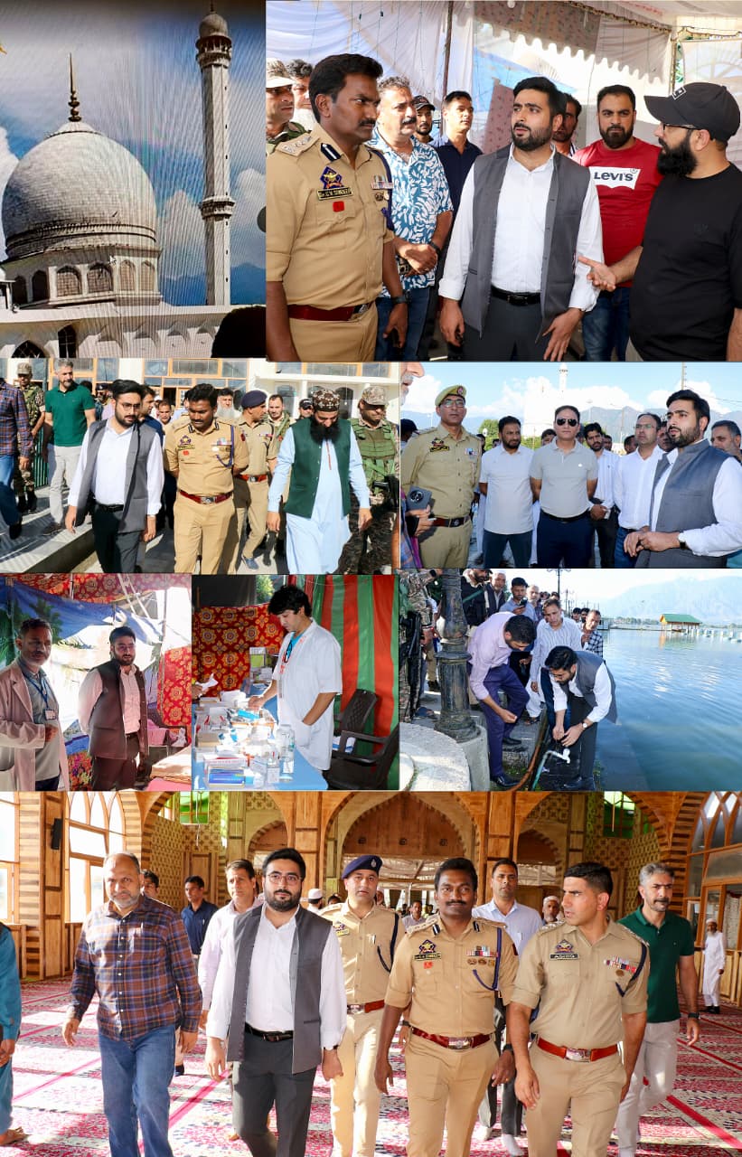 DC Srinagar  @akshaylabroo along with SSP Srinagar takes stock of facilities & arrangements  at Dargah Hazratbal for Eid-e-Milad(SAW)Directs all line departments to ensure seamless facilities for incoming devotees