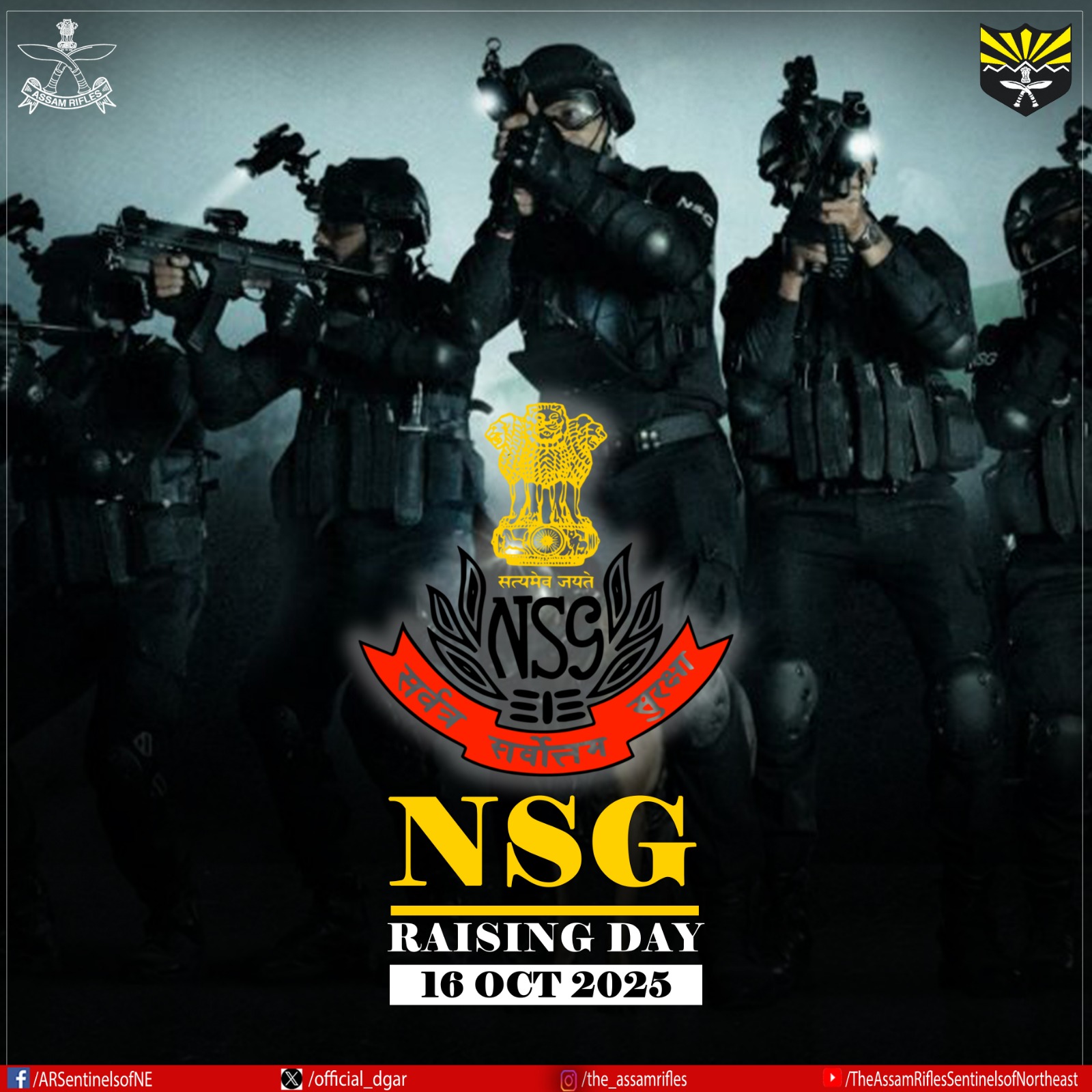 On National Security Guard (NSG) Raising Day, we honour the indestructible courage of our @nsgblackcats and the unwavering sacrifice of their families! Your dedication keeps the nation safe and secure.Jai Hind! On National Security Guard (NSG) Raising Day, we honour the indestructible courage of our @nsgblackcats and the unwavering sacrifice of their families! Your dedication keeps the nation safe and secure.Jai Hind!