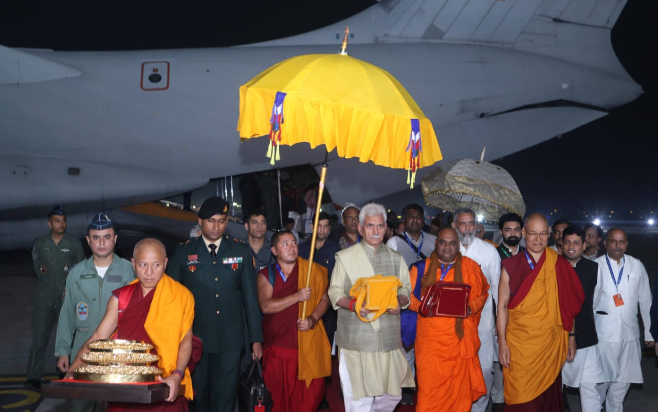 Lieutenant Governor Manoj Sinha returned to Delhi after a three-day visit to the Republic of Kalmykia, Russia, leading the delegation bringing back the Holy Relics of Lord Buddha to India.He said, “Holy relics of Lord Buddha are back home after week-long exposition at Kalmykia, Russia. The exposition underscored our commitment to foster mutual understanding, build trust and cooperation and create lasting connections through shared spiritual experiences. Exposition of holy relics has deepened spiritual connect and mindfulness will always serve as a source of peace, ideals and inspiration for future generations. Holy relics are back home but Buddha’s enduring presence in Kalmykia will continue to guide seekers for their own awakening.” Lieutenant Governor Manoj Sinha returned to Delhi after a three-day visit to the Republic of Kalmykia, Russia, leading the delegation bringing back the Holy Relics of Lord Buddha to India.He said, “Holy relics of Lord Buddha are back home after week-long exposition at Kalmykia, Russia. The exposition underscored our commitment to foster mutual understanding, build trust and cooperation and create lasting connections through shared spiritual experiences. Exposition of holy relics has deepened spiritual connect and mindfulness will always serve as a source of peace, ideals and inspiration for future generations. Holy relics are back home but Buddha’s enduring presence in Kalmykia will continue to guide seekers for their own awakening.”