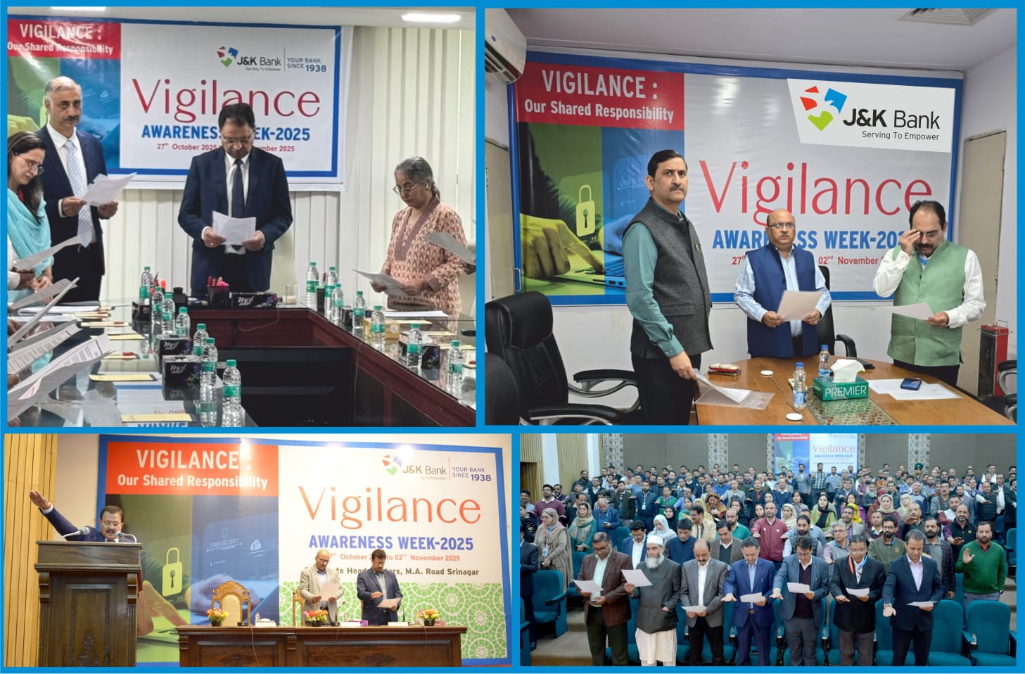 J&K Bank commences Vigilance Awareness Week- 2025 with Integrity Pledge across its network J&K Bank commences Vigilance Awareness Week- 2025 with Integrity Pledge across its network