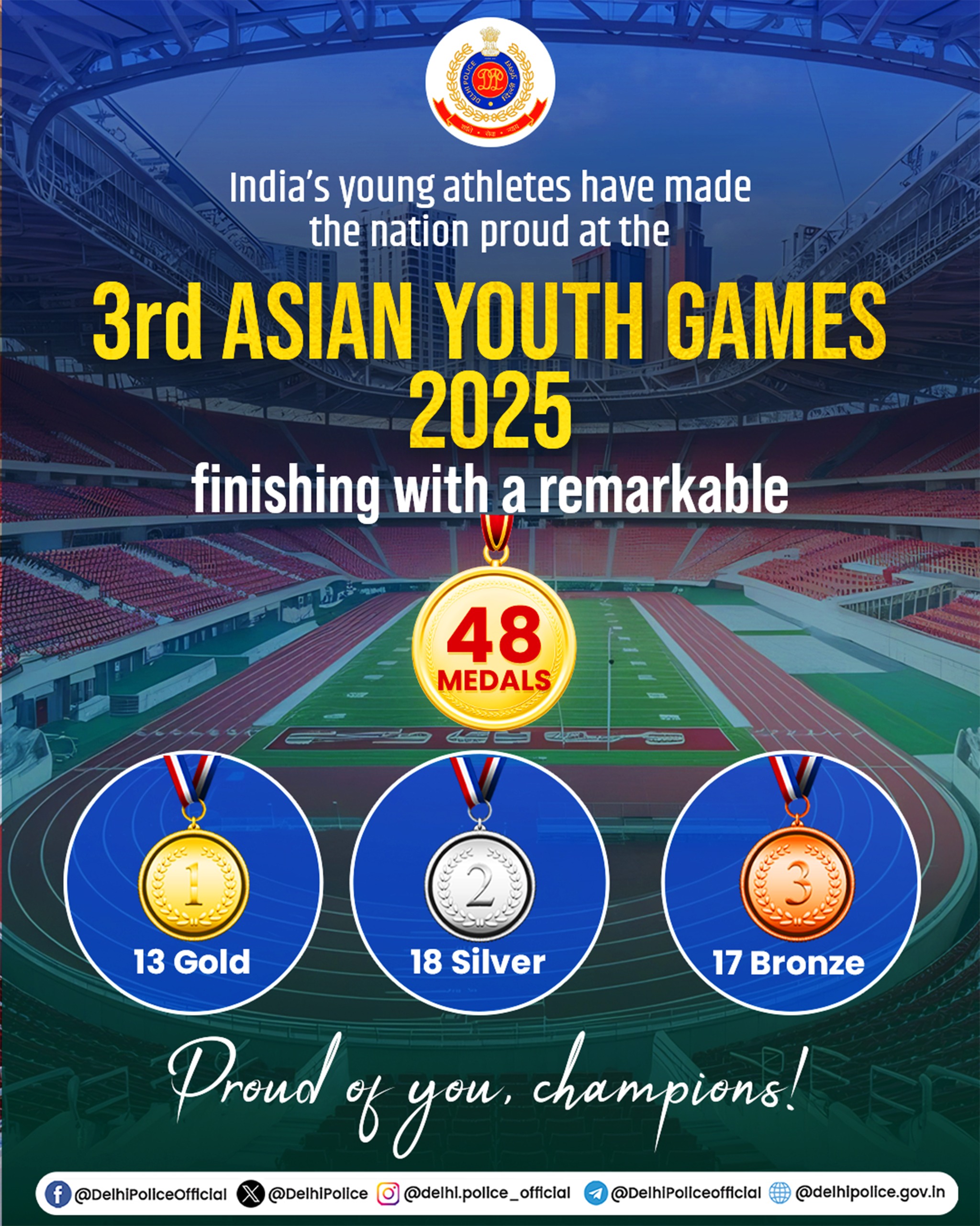 Heartiest congratulations to our promising sportspersons for their remarkable achievements and for showcasing the strength, talent and determination of Indian youth on the global stage.