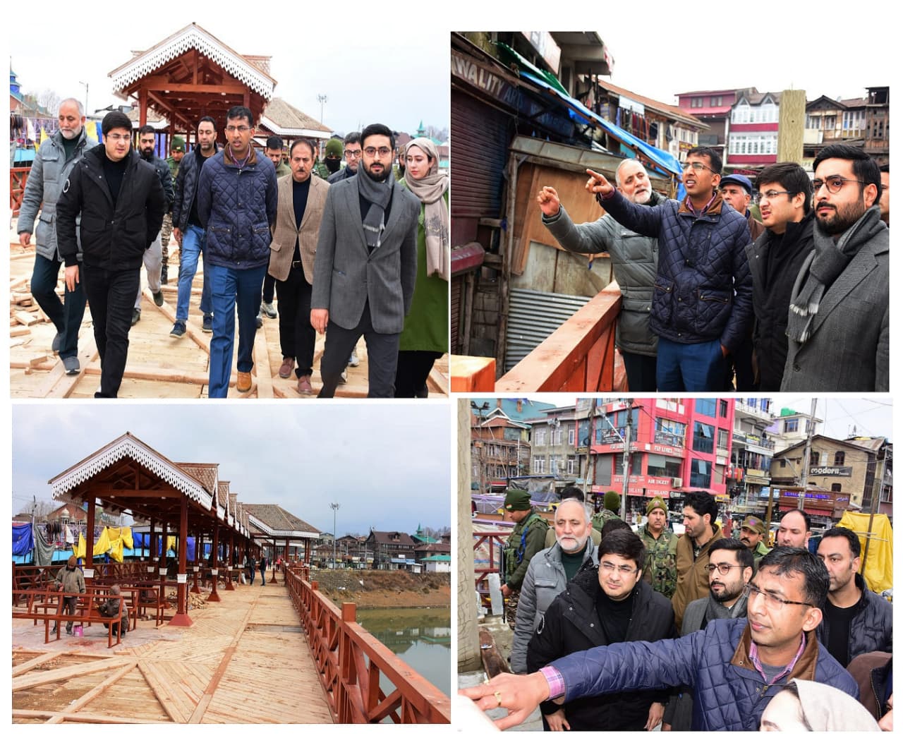 Div Com reviews Progress of Wooden Pedestrian Bridge at Amira Kadal