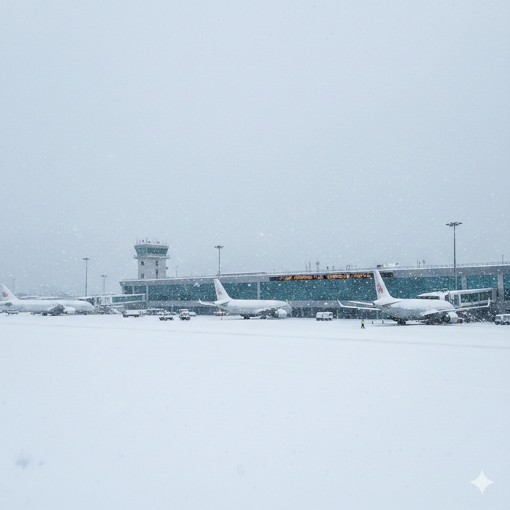 Flight Operations Fully Suspended at Srinagar Airport Due to Snowfall
