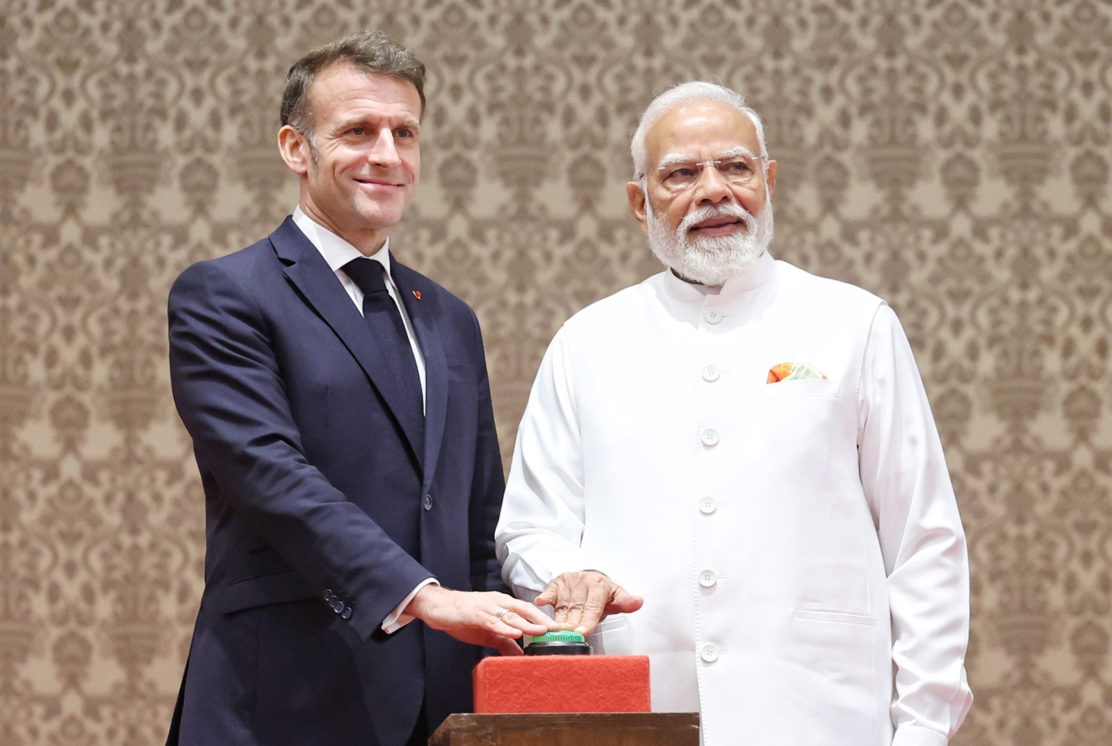Prime Minister Shri Narendra Modi and French President Mr Emmanuel Macron today Prime Minister Shri Narendra Modi and French President Mr Emmanuel Macron today