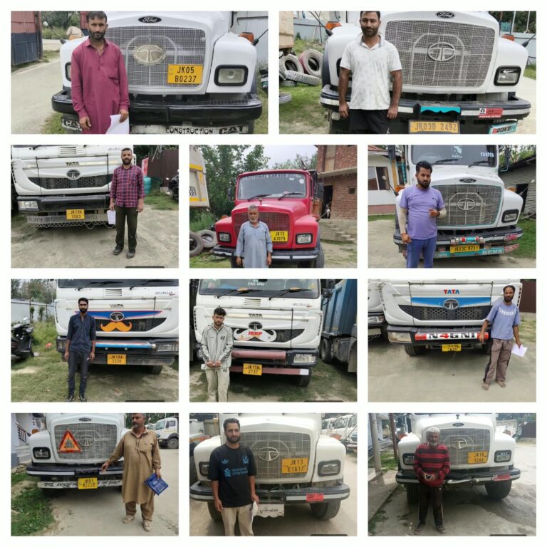 Baramulla Police seized 11 commercial vehicles at Mirgund during naka checking for plying without valid documents. Action taken under Sec. 207 MV Act. Strict enforcement against traffic violations will continue to ensure road safety and compliance