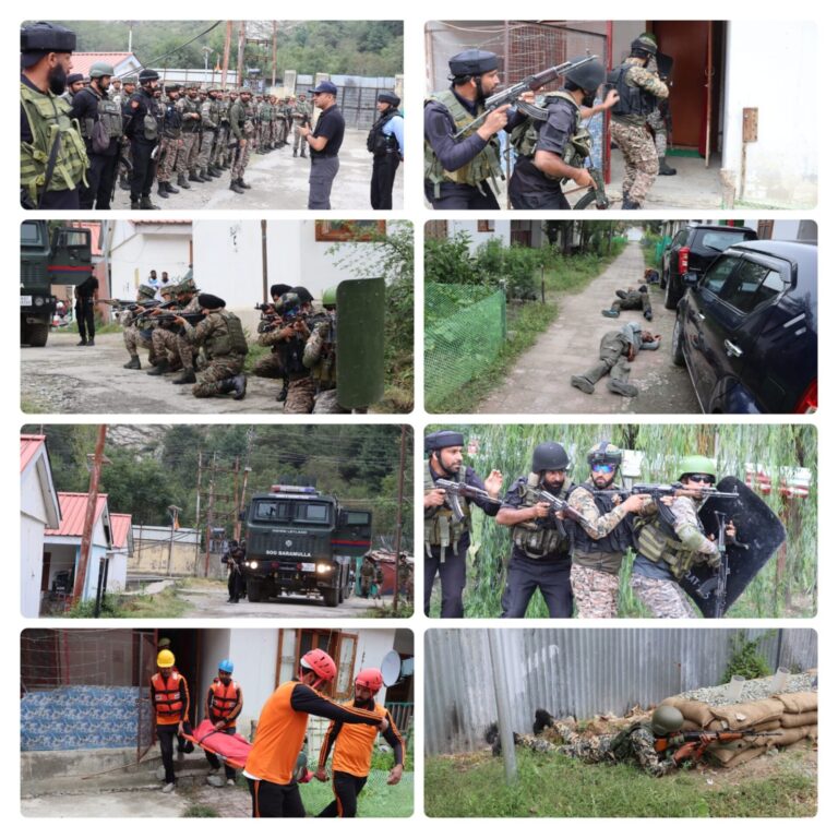 Baramulla Police conducted a Terror Incident Response Mock Drill at Veerwan Pandit Colony under SP Operations Baramulla, focusing on rapid response, cordon & search, evacuation, rescue and inter-agency coordination