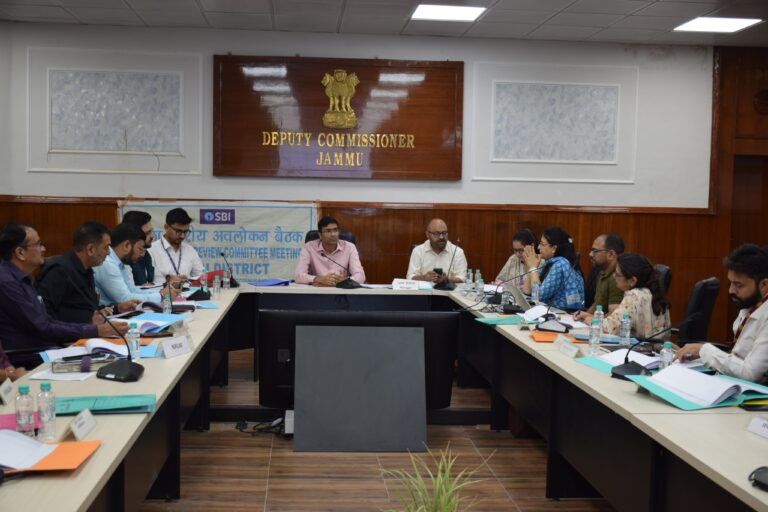 ADC Jammu Vidhu Shekhar chaired the DLRC/DCC meeting, urging banks to push the Financial Inclusion Saturation Campaign, speed up pending Government-Sponsored Scheme and Mission YUVA cases and boost the district’s Credit-Deposit ratio through stronger lending to productive sectors