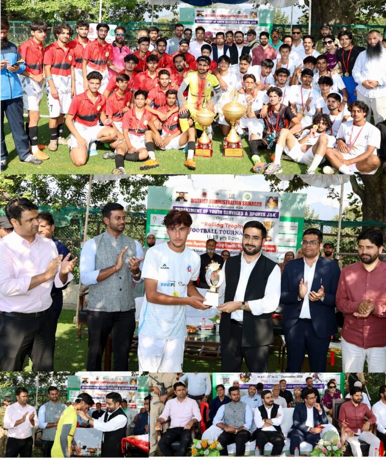 DC Srinagar attends Grand Finale of District Administration’s Football Rolling Trophy-2026Felicitates winners and runner up teams with Trophies and Medals of appreciation