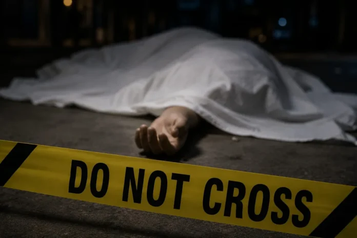 Scene of the incident where two policemen were found dead