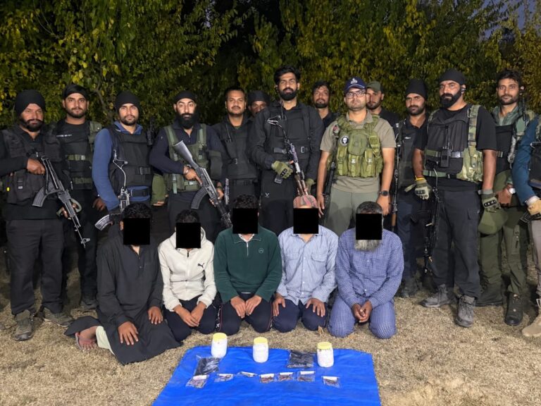On a credible input, Kulgam Police with 9RR & 18 BN CRPF arrested 05 #terrorist associates. Arms & ammunition including; 02 Pistol, 03 Magazines, 40 rounds &03 Grenades recovered from their possession at Khrewan Chadder, Kulgam