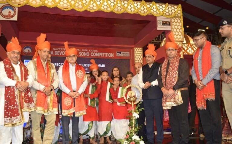 Chief Secretary Atal Dulloo inaugurated Navratra Festival 2026 at Yog Ashram Ground, Katra, marking the start of nine-day celebrations from October 11 to 19